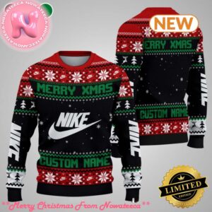 Custom Merry Xmas Nike Red Ugly Sweater Gift For Holiday