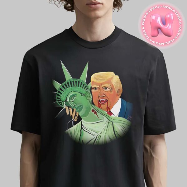 Dark Satirical Trump and Statue of Liberty Art Political Statement Unisex T-Shirt