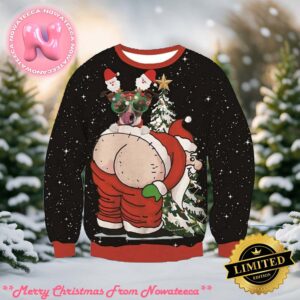 Dog Santa Ass Ugly Christmas Sweater Gift For Holiday