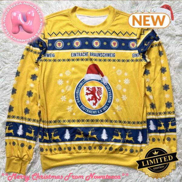 Eintracht Braunschweig Blue Mix Gold Christmas Sweater Gift For Holiday