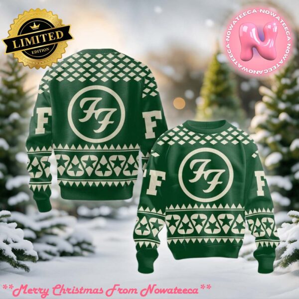 Foo Fighters Green Star Knitted Ugly Christmas Sweater