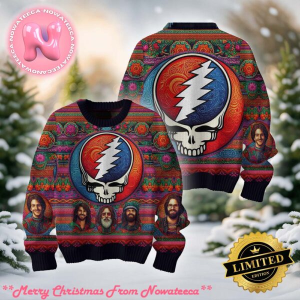 Grateful Dead Portrait Knitted Ugly Christmas Sweater