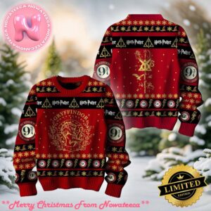 Harry Potter Gryffindor Hogwarts Christmas Personalized Knitted Ugly Christmas Sweater