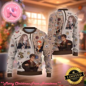 Harry Potter Hermione Granger Ron Weasley Hogwarts School Wizard World Holidays Ugly Christmas Sweater Gift For Men And Women