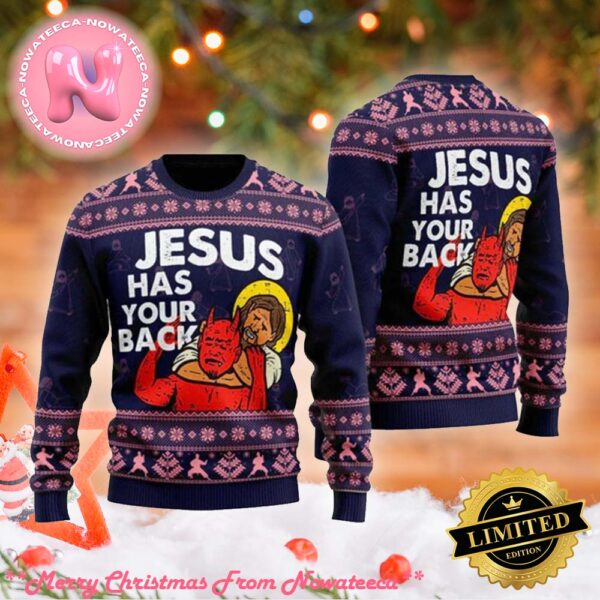 Jesus Has Your Back Ugly Christmas Sweater Gift For Holiday