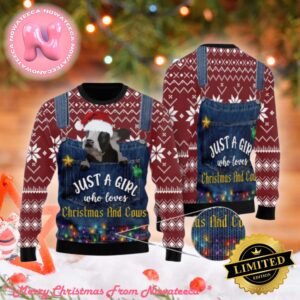 Just A Girl Who Loves Christmas And Cows Ugly Christmas Sweater Gift For Holiday