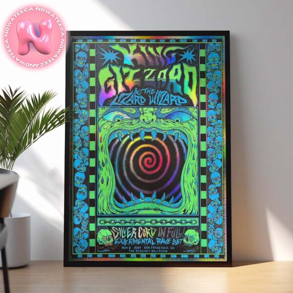 King Gizzard And The Lizard Wizard Silver Cord In Full Experimental Rave Set On November 6th 2024 At The Regency Ballroom In San Francisco CA Rainbow Color Home Decor Poster Canvas