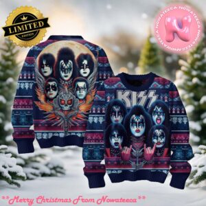 Kiss Band I Love You Christmas Knitted Ugly Christmas Sweater