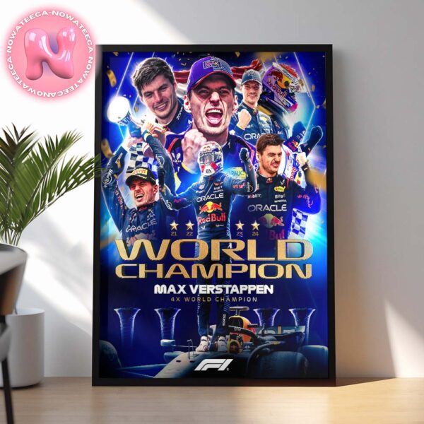 Max Verstappen Is The 2024 F1 World Champion Fourth Title In A Row Home Decor Poster Canvas