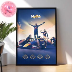 Max Verstappen Winner 2024 F1 World Champion Fourth Times Home Decor Poster Canvas