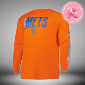 New York Mets Profile Orange Big And Tall Two Hit Unisex Long Sleeve