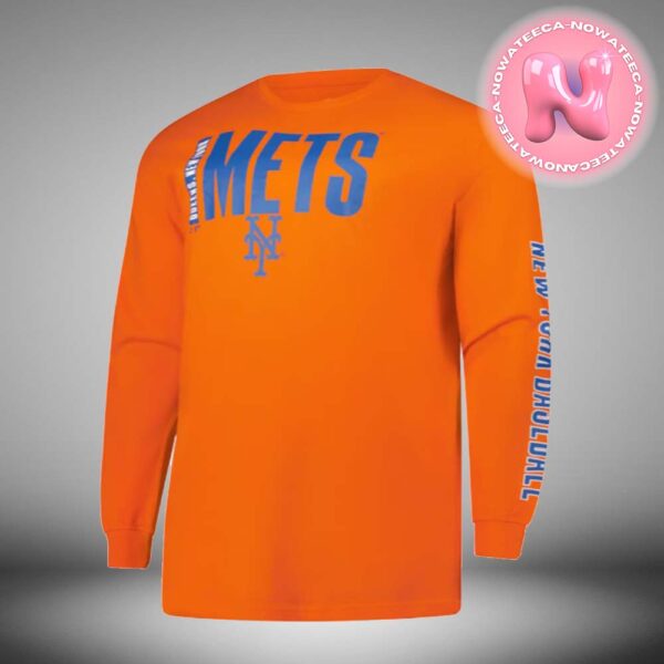 New York Mets Profile Orange Big And Tall Two Hit Unisex Long Sleeve