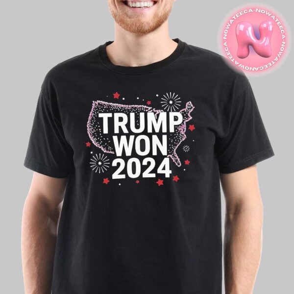 Official Donald Trump Won 2024 President 47th Fireworks US Map Maga Unisex T-Shirt