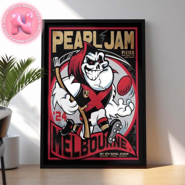 Pearl Jam Event Poster Show For Marvel Stadium Melbourne Victoria Australia On November 18th 2024 Art By Rhys Copper Home Decor Poster Canvas