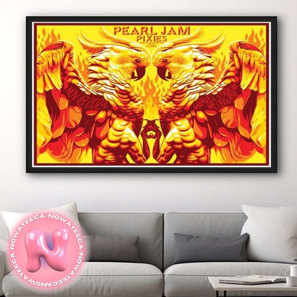 Pearl Jam Pixies Teen Jesus And The Jean Teasers Poster For Marvel Stadium Melbourne Victoria Australia On November 18th 2024 Art By Ben Frost Home Decor Poster Canvas