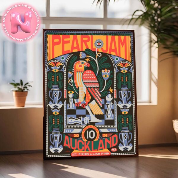 Pearl Jam With Pixies And Liam Finn Event Poster For Auckland Night 2 At Go Media Stadium MT Smart On November 10th 2024 Art By Florian Schommer Home Decor Poster Canvas