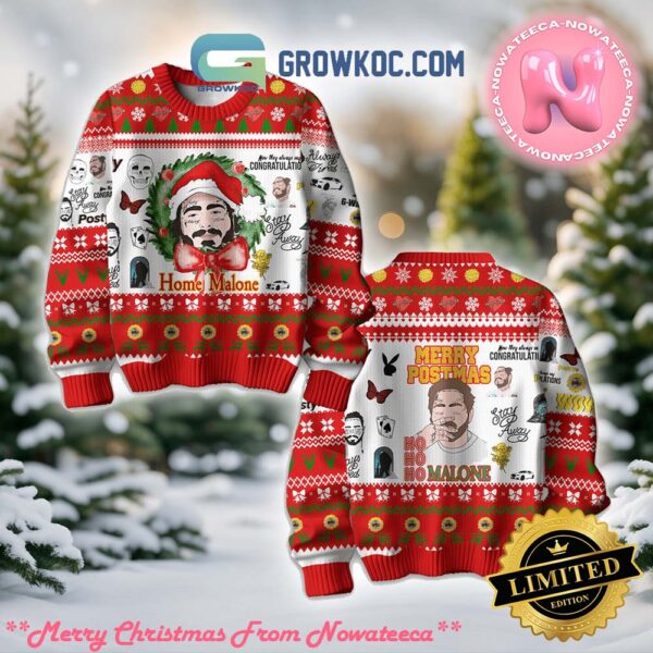 Post Malone Posty Ho Ho Ho Merry Postmas 2024 Ugly Christmas Sweater Gift For Holiday