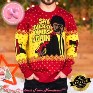 Pulp Fiction Merry Xmas Again Ugly Christmas Sweater Gift For Holiday