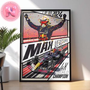 Red Bull Racing Max Verstappen 2024 F1 World Drivers Champion Home Decor Poster Canvas