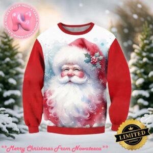 Santa Print Crew Neck Ugly Christmas Sweater Gift For Holiday