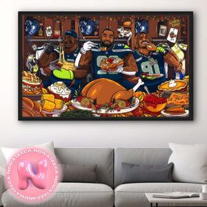 Seattle Seahawks Time To Feast Happy Thanksgiving Day NFL Home Decor Poster Canvas