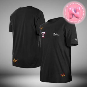 Texas Rangers New Era x Felt Black Two Sides Unisex T-Shirt