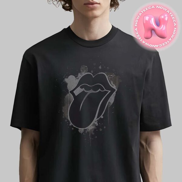 The Rolling Stones Paint It Black Reflective Tonal Splatter Tongue Print Unisex T-Shirt