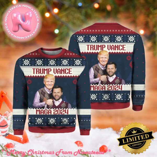 Trump Vance Step Brothers Maga 2024 Ugly Christmas Sweater Gift For Holiday