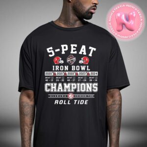 5-Peat 2024 Iron Bowl Champions Alabama Crimson Tide Roll Tide Logo NFL Unisex T-Shirt