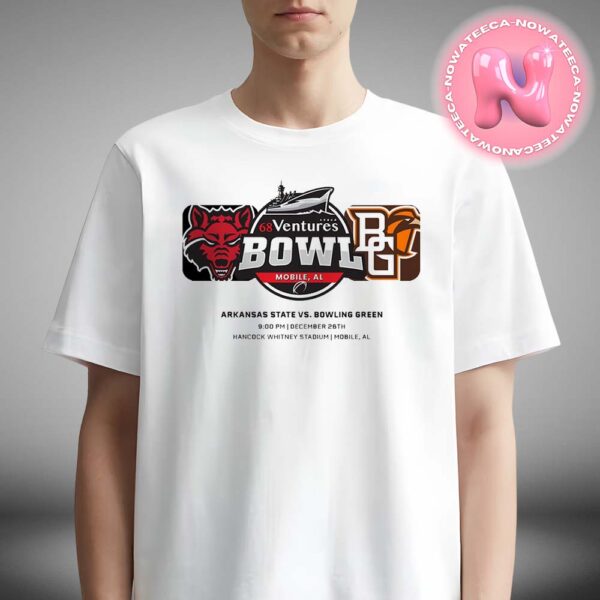 68 Ventures Bowl Arkansas Razorbacks Vs Bowling Green Falcons Matchup At Hancock Whitney Stadium In Mobile AL On December 26th 2024 NCAA Unisex T-Shirt