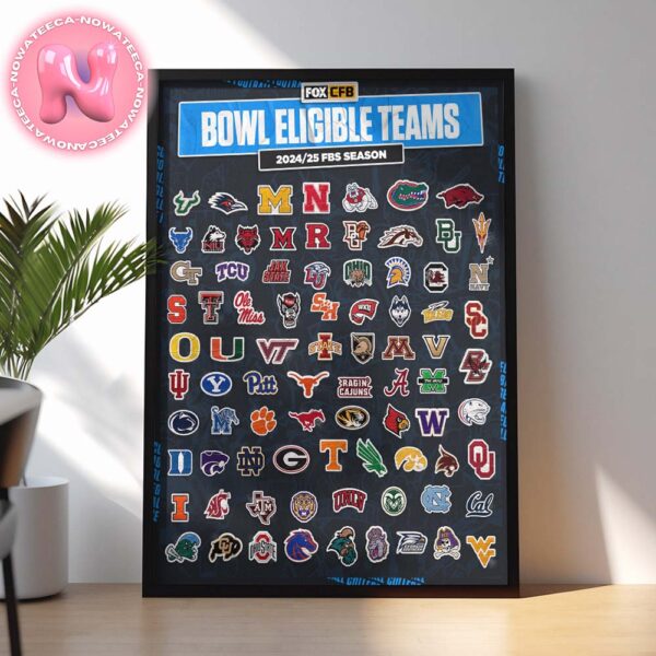 82 Teams Are Ready In Bowl Eligible Teams 2024 2025 FBS Season NFL Home Decor Poster Canvas