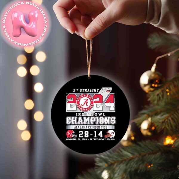 Alabama Crimson Tide 5th Straight Iron Bowl Champions 28-14 Auburn Tigers Christmas Tree Decorations Ornament