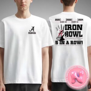 Alabama Crimson Tide Auburn Tigers Iron Bowl Champions 5 In A Row 2024 NCAA Division Two Sides Unisex T-Shirt