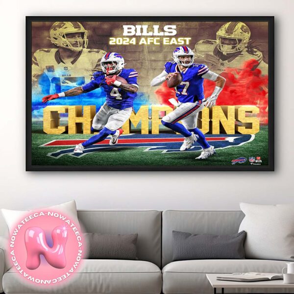 Buffalo Bills Authentic 2024 AFC East Division Champions Home Decor Poster Canvas