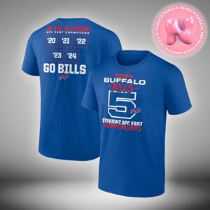 Buffalo Bills Five-Straight 2024 AFC East Division Championships NFL Playoffs Two Sides Unisex T-Shirt