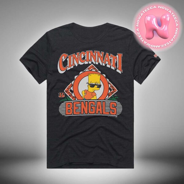 Cincinnati Bengals x The Simpsons Bart Simpson Homage Charcoal Tri-Blend NFL Two Sides Unisex T-Shirt