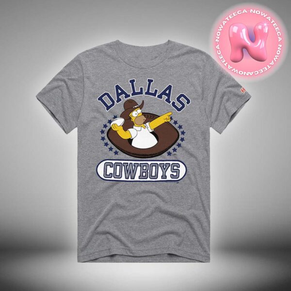 Dallas Cowboys x The Simpsons Homer Simpson Homage Gray Tri-Blend NFL Two Sides Unisex T-Shirt