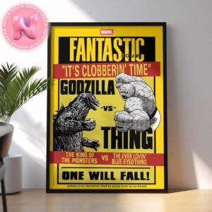 Godzilla Vs Fantastic Four It’s Clobberin Time The King Of The Monsters Vs The Ever Lovin Blue Eyed Thing Art By Lee Garbett From Marvel Studios Home Decor Poster Canvas