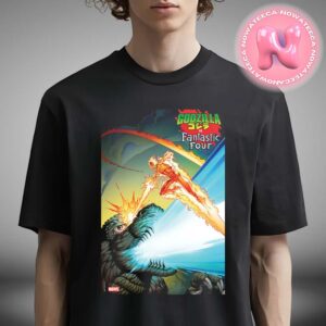 Godzilla Vs Fantastic Four The Human Torch Finghting With Godzilla From Marvel Studios Art By Mark Bagley Unisex T-Shirt