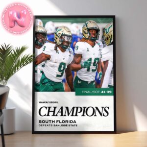 Hawaii Bowl Champions South Florida Bulls Defeats San Jose State Spartans 41-39 NCAA Division Home Decor Poster Canvas