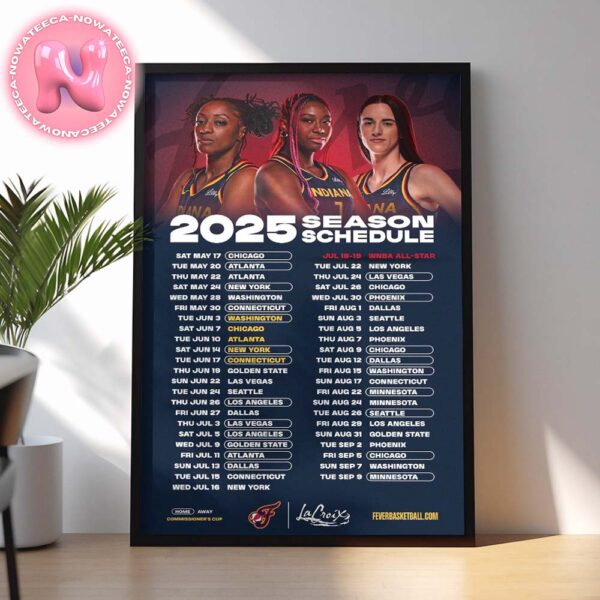 Indiana Fever 2025 Season Schedule Dates And Location WNBA All-Star Home Decor Poster Canvas