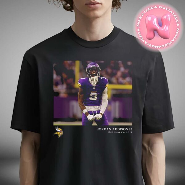 Minnesota Vikings Jordan Addison Black NFL Flash Features Week 14 Unisex T-Shirt