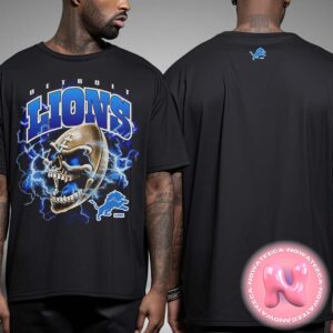 SANA x Detroit Lions Black Skull Football NCAA Division 2024 Two Sides Unisex T-Shirt