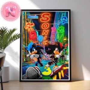 Sonic The Hedgehog 3 Neon City Home Decor Poster Canvas