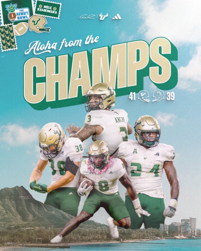 South Florida Bulls 2024 Hawaii Bowl Champions Aloha From The Champs NCAA Division