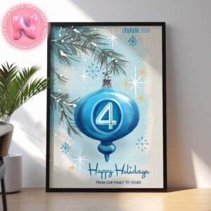 The Fantastic Four First Steps New Poster Happy Holiday From Our Family To Yours From Marvel Studios Home Decor Poster Canvas