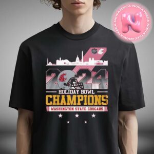 Washington State Cougars 2024 Holiday Bowl Champions Helmet City Skyline NCAA Division Unisex T-Shirt