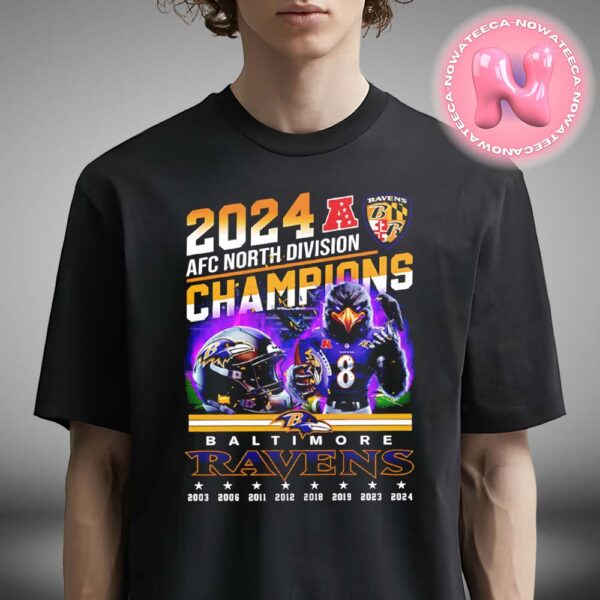 2024 AFC North Division Champions Baltimore Ravens Mascot Unisex T-Shirt