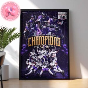 Baltimore Ravens Back To Back 2024 AFC North Division Champions Home Decor Poster Canvas