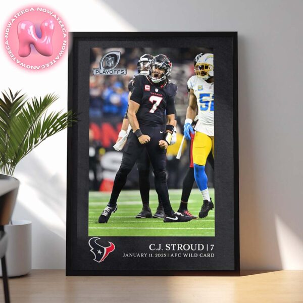 Houston Texans C.J. Stroud Black NFL Flash Features Wild Card Home Decor Poster Canvas